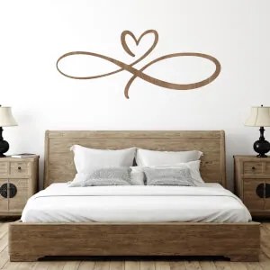 Decoração do quarto - Amor sem fim em madeira na parede