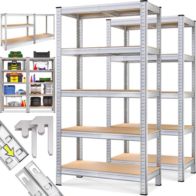 Conjunto de 2 estante para cargas pesadas (350 kg) 170 x 75 x 30 cm Prateado