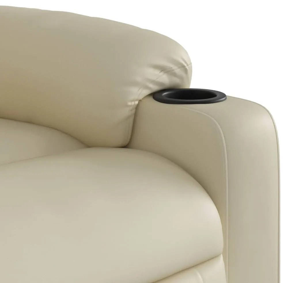 Poltrona reclinável de massagens couro artificial cor creme