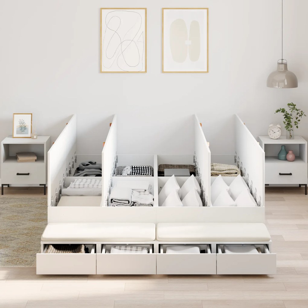 Estrado de Cama com Armazenamento Branco 140x200 cm