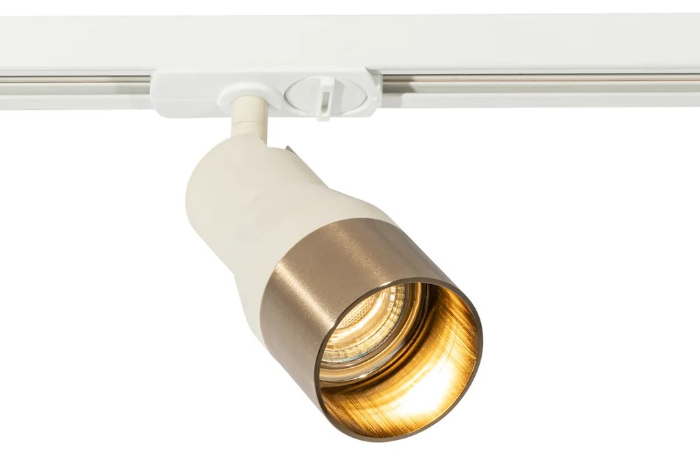 Foco moderno bege com dourado para sistema de trilhos monofásico GU10 50mm - Iconic Kohua Moderno