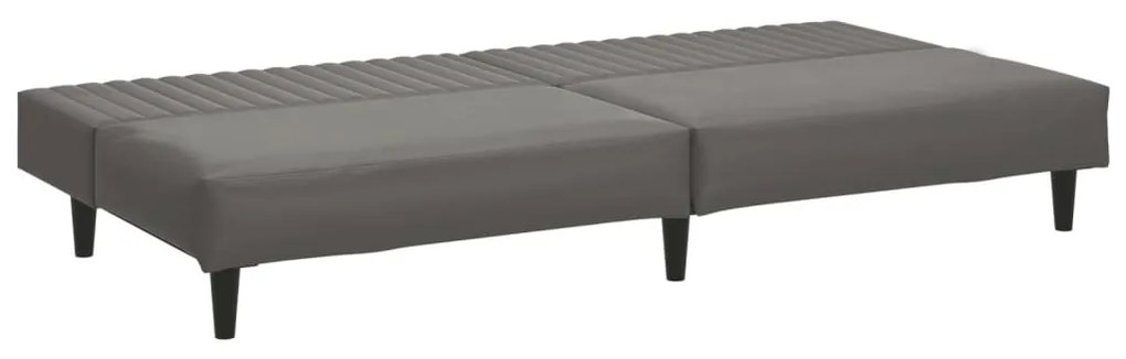 Sofá-cama de 2 lugares couro artificial cinzento