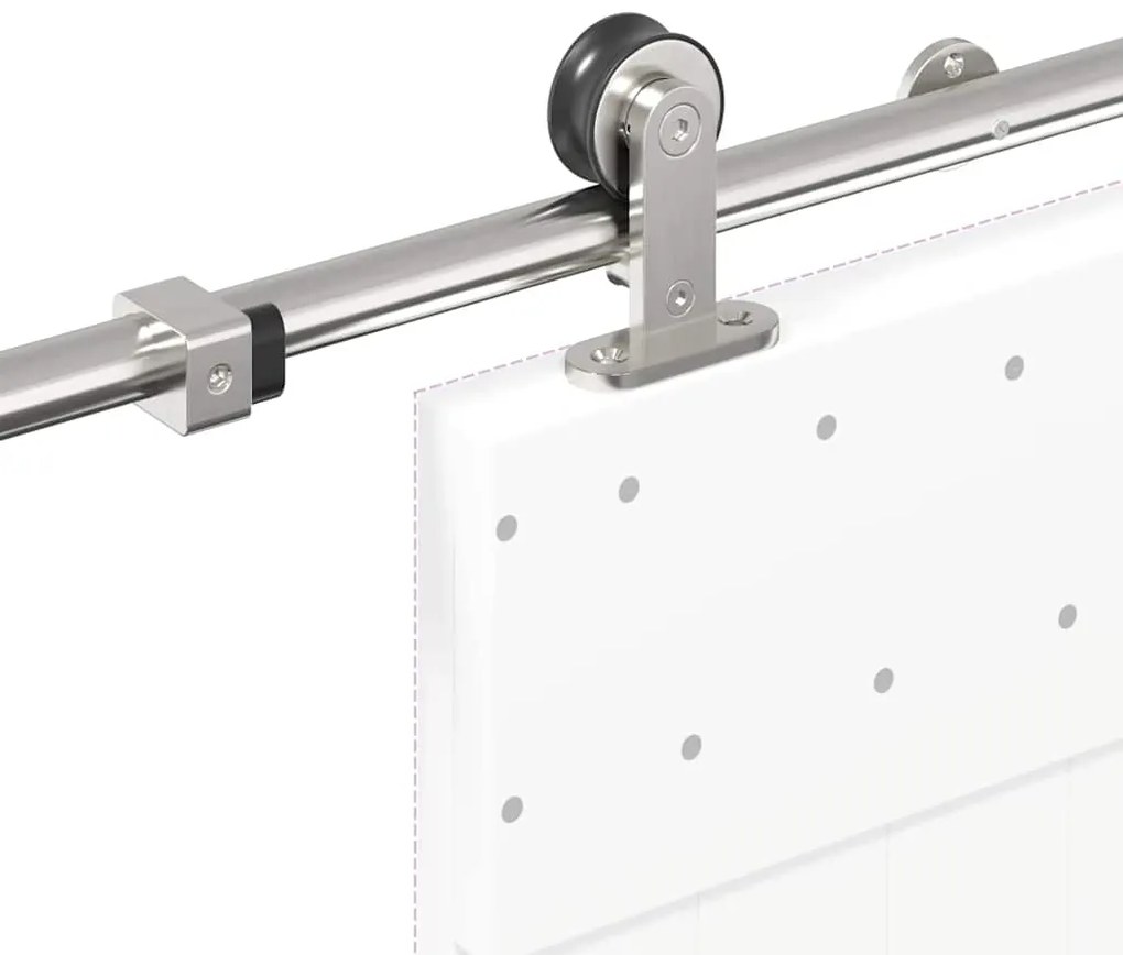 Kit ferragens p/ porta deslizante 200cm aço inoxidável prateado