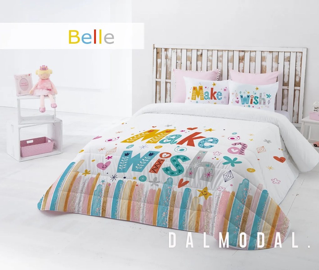 Edredom infantil Bell - Edredom infantil com almofadas:  Colchas edredão 250x260 cm + 2 almofadas cheias 45x60 cm, com enchimento de 300 gr./m2 para inverno