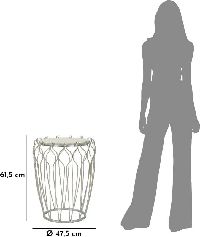 Mesa de Centro Hook - Base de Metal Prata e Topo de Mármore - Ø 47,5 c