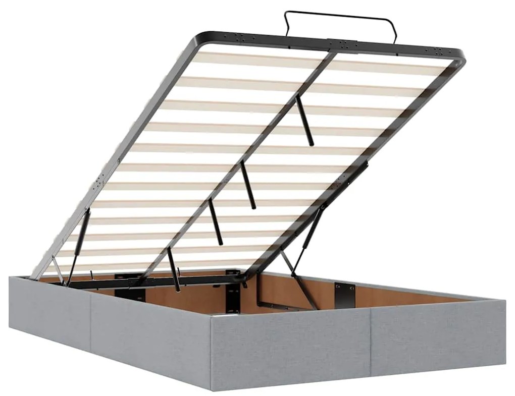 Estrutura cama otomana colchão 120x200 cm tecido cinzento claro