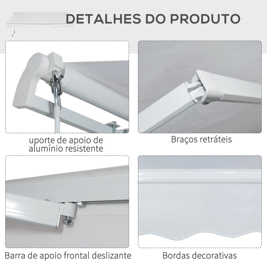 Toldo Manual 3,5x2,5 m de Alumínio Toldo de Varanda Pátio com Manivela