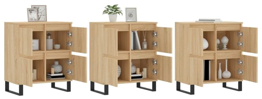 Aparadores 3 pcs derivados de madeira cor carvalho sonoma