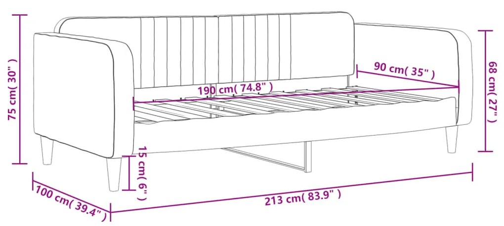 Sofá-cama 90x190 cm veludo preto