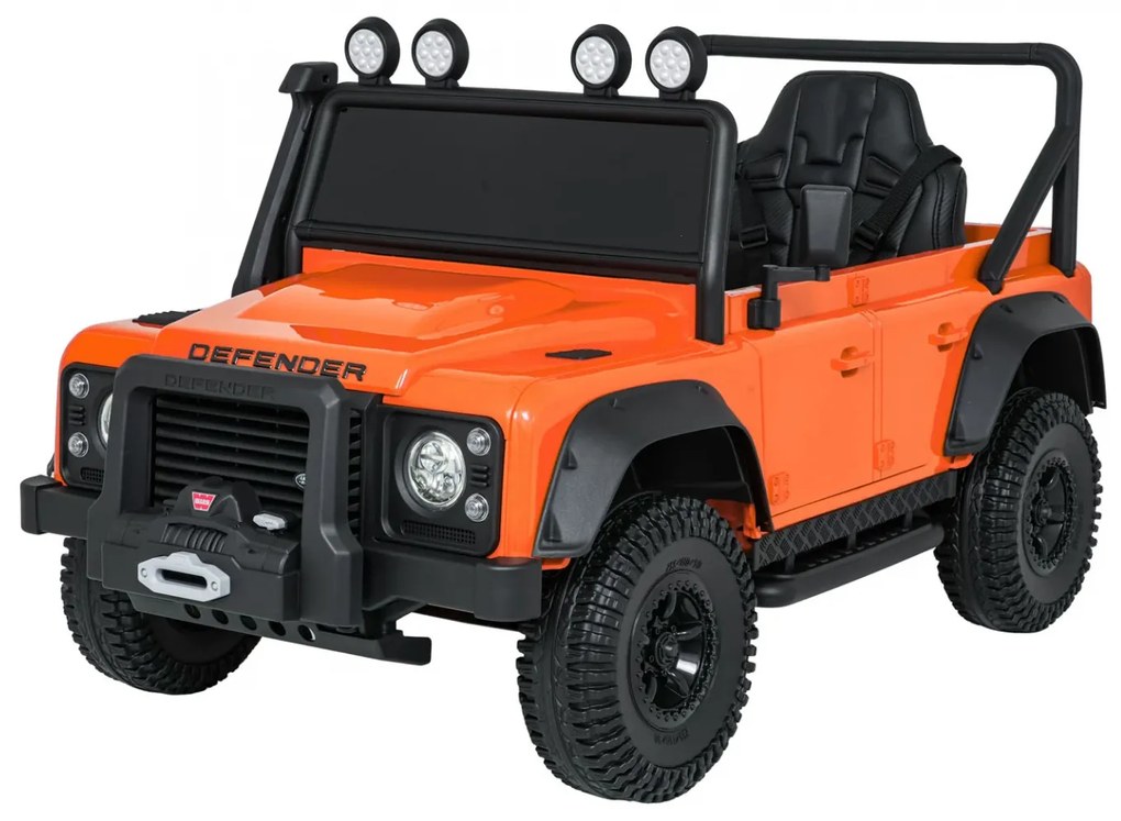 Jipe elétrico para Crianças 24V Land Rover Defender 110 SVX Concept Rodas Espuma EVA, Assento couro ecológico Laranja