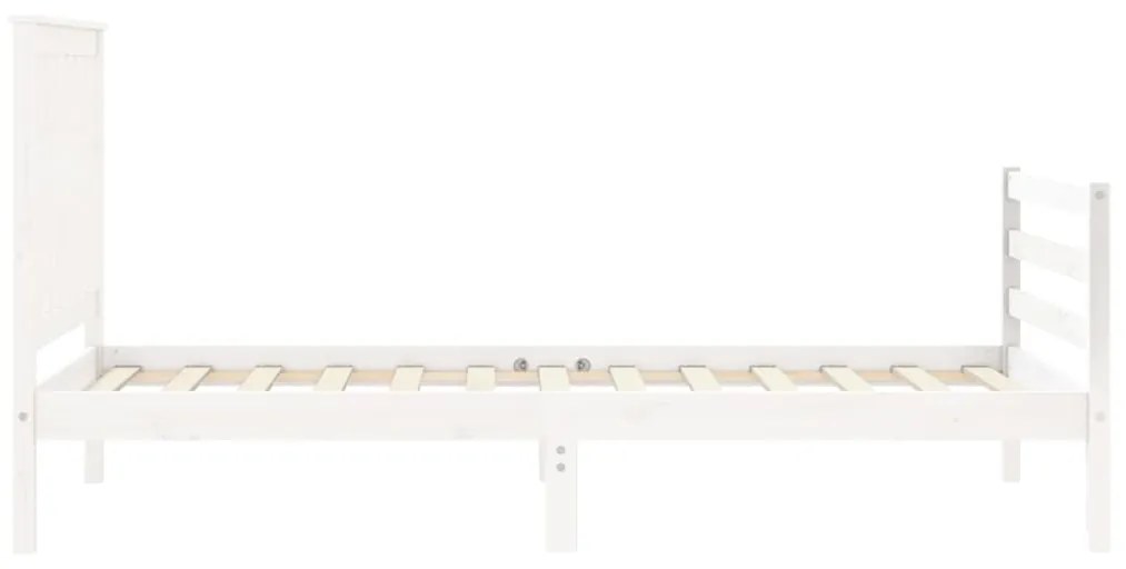 Estrutura cama de solteiro c/ cabeceira madeira maciça branco