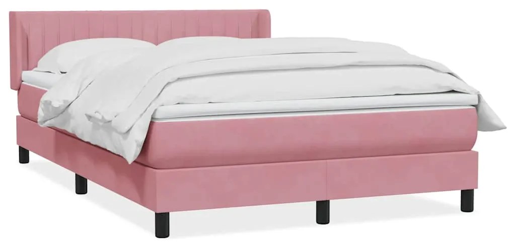 vidaXL Cama com molas/colchão 140x220 cm veludo rosa