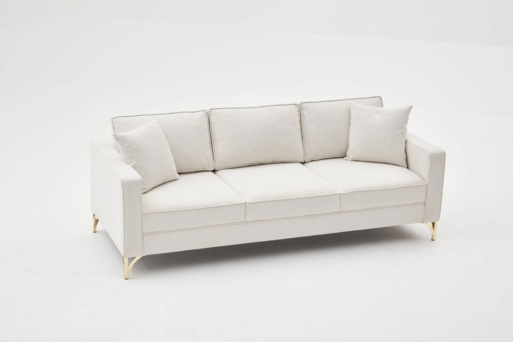 Sofá de 3 Lugares Berlin – Creme Dourado – 220 x 83 x 91 cm
