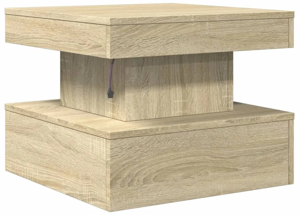 Mesa de centro com luzes LED 50x50x40 cm carvalho sonoma