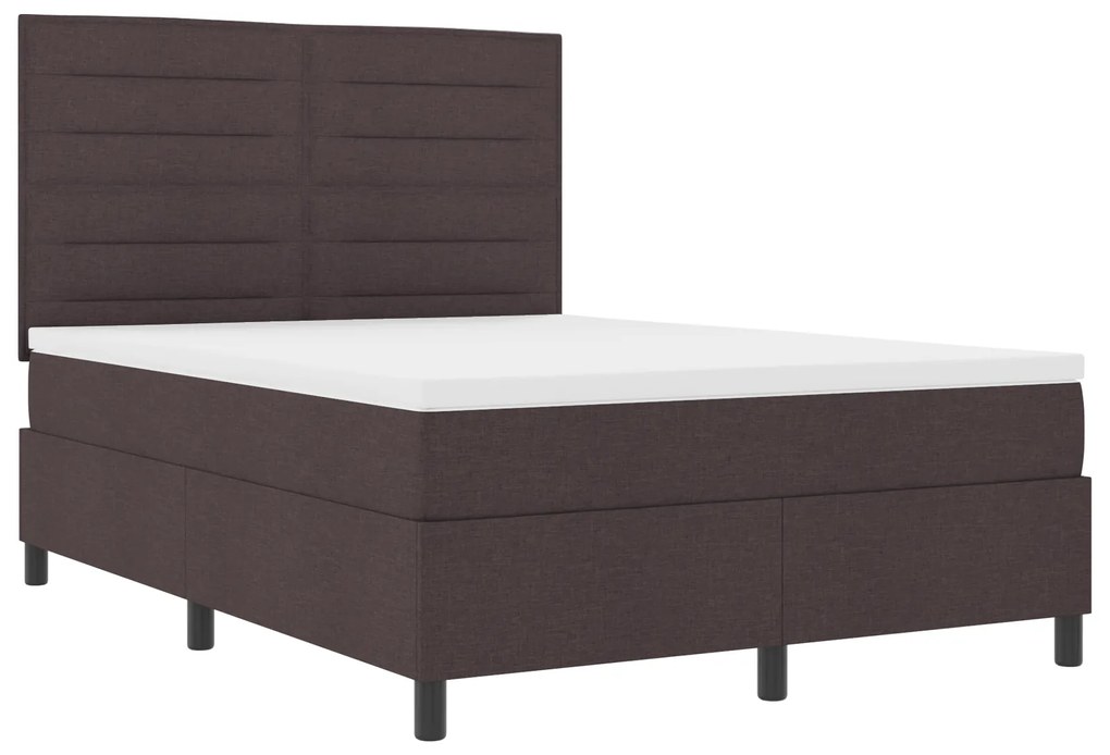 Cama Box Spring com Colchão Castanho 140x190 cm Tecido