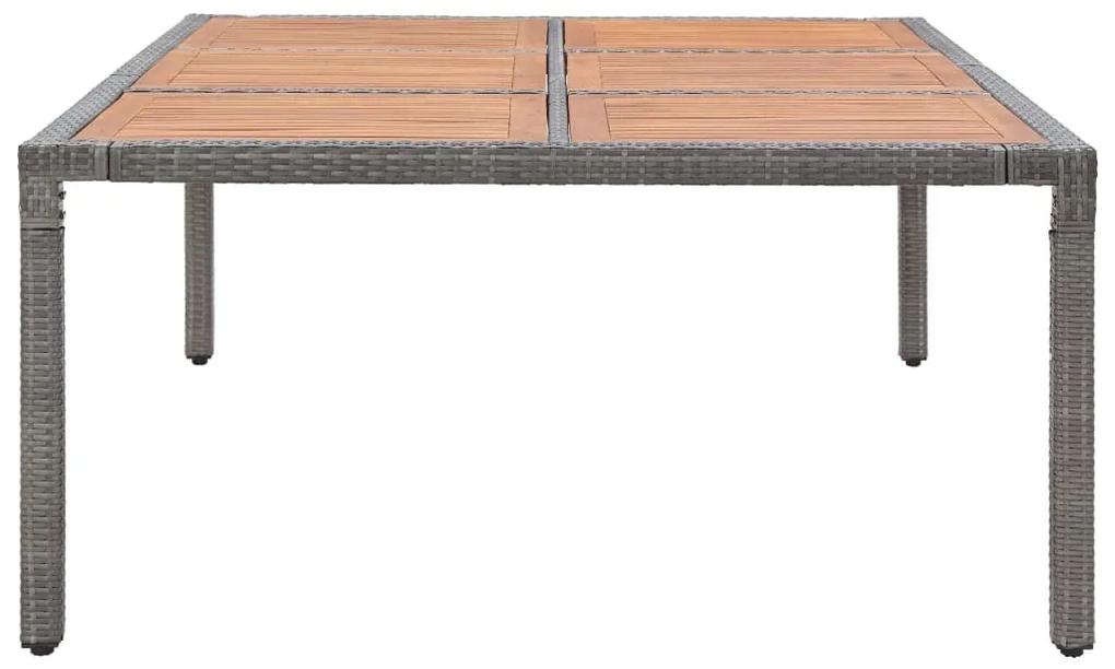 Mesa de jardim 200x150x74 cm vime PE e madeira acácia cinzento