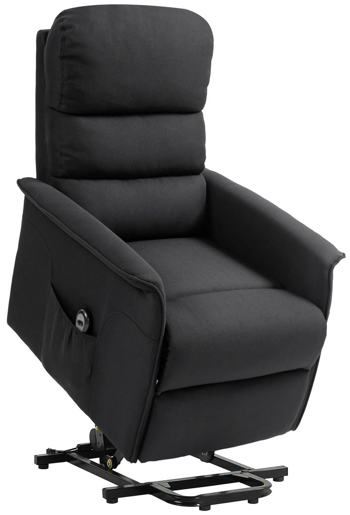 HOMCOM Poltrona Relax Reclinável Elétrica Poltrona Levanta Pessoas com Controlo Remoto e Bolso Lateral 66x90x96 cm Preto | Aosom Portugal