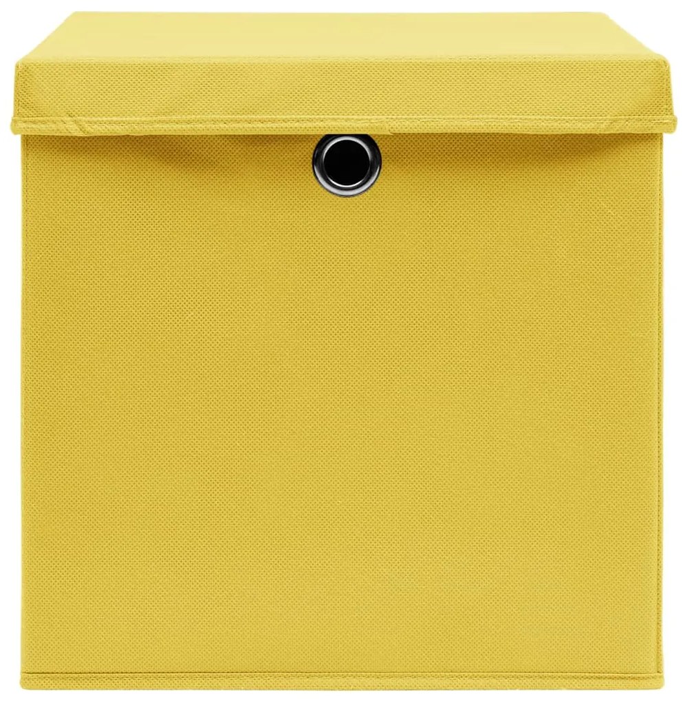 Caixas de arrumação com tampas 10pcs 32x32x32 cm tecido amarelo