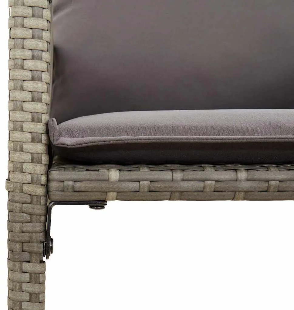 3 pcs conj. de bar jardim c/ almofadões vime PE/acácia cinzento