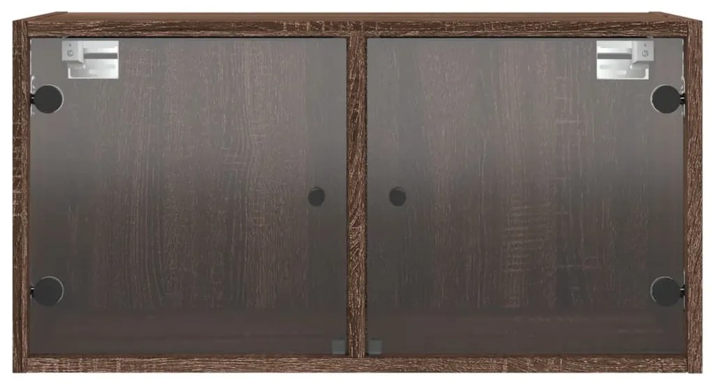 Armário parede c/ portas vidro 68,5x37x35 cm carvalho castanho