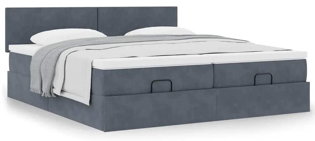 Estrutura cama otomana colchões 180x200 cm cinzento escuro