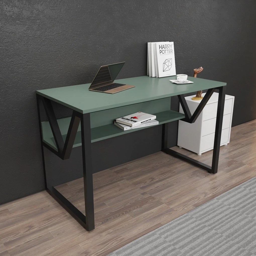 Secretária Lona – Verde/Preto – 120x72,8x60 cm