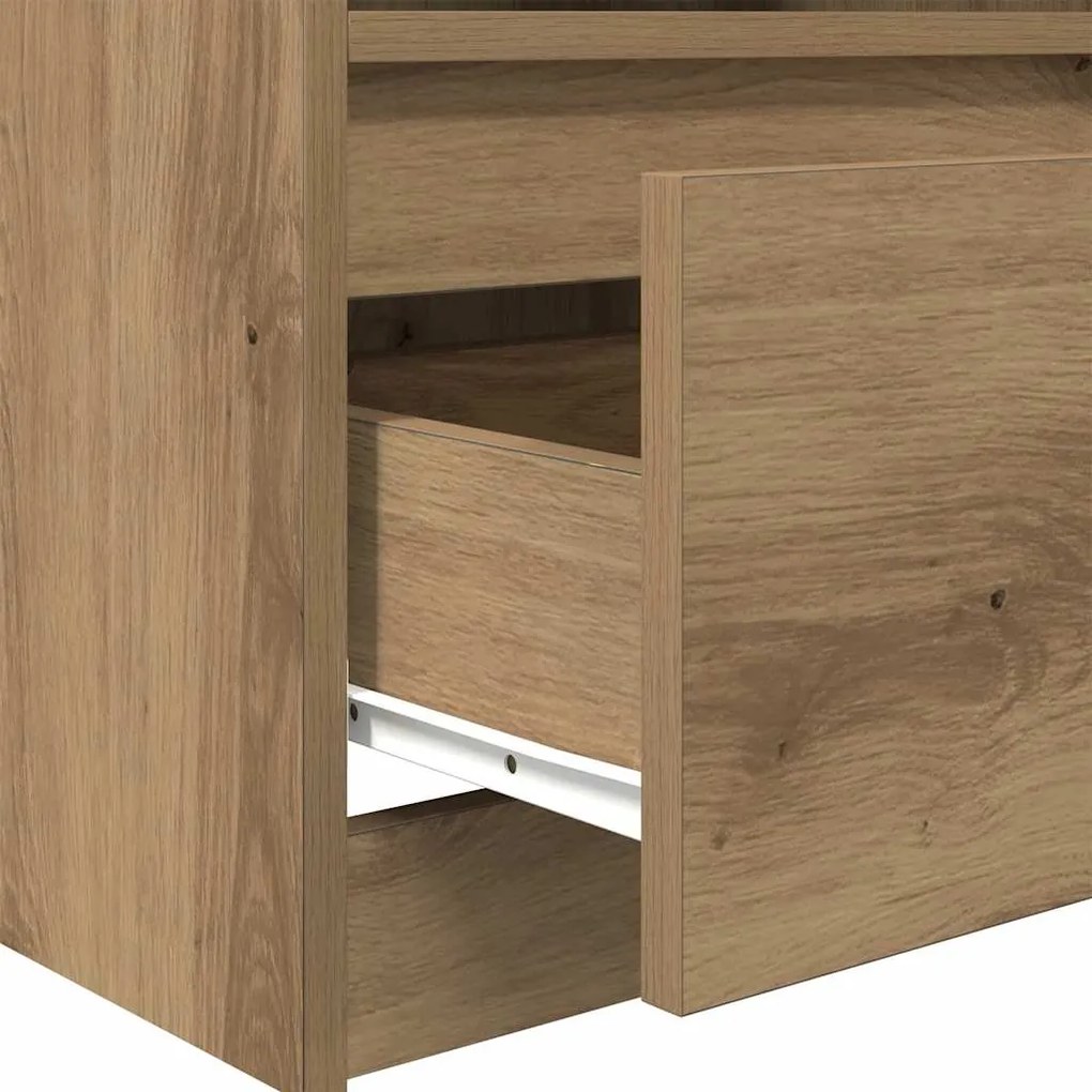 Mesa cabeceira 2pcs 40x40x50cm deriv.madeira carvalho artisiano
