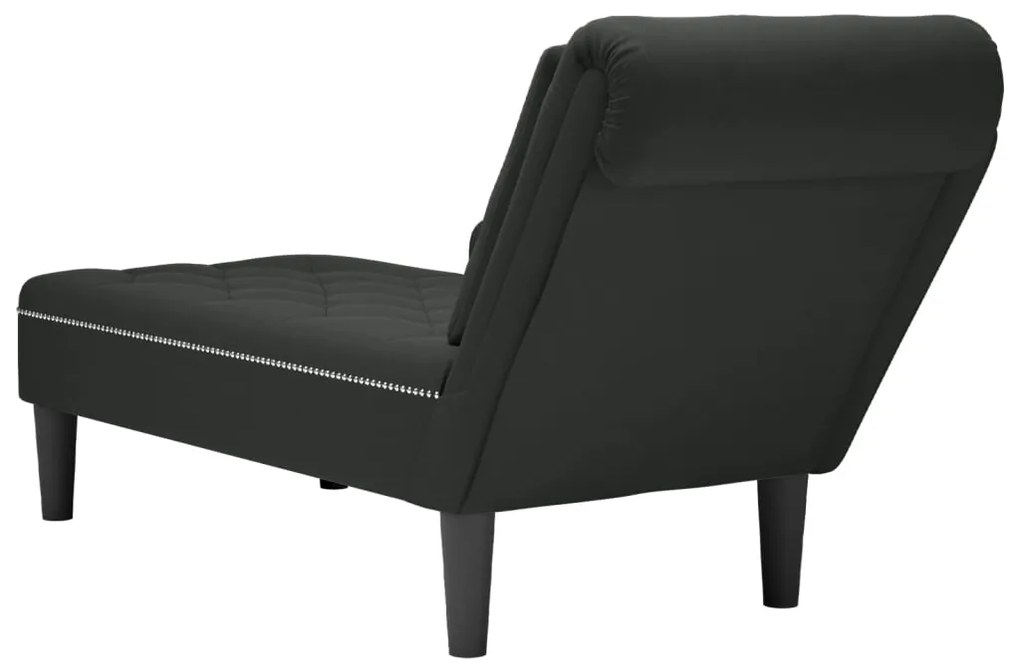 Chaise lounge c/ almofada/apoio de braços direito veludo preto