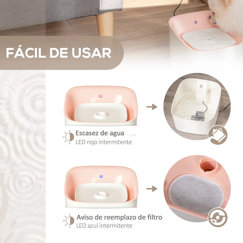 PawHut Dispensador de Água para Gatos 3L Fonte de Água Automática para