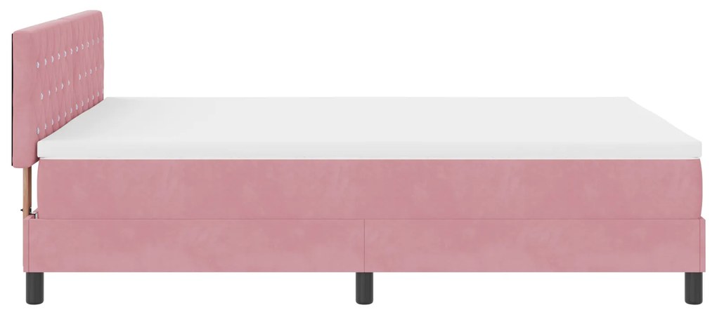 Cama Box Spring com Colchão Rosa 160x200 cm Veludo