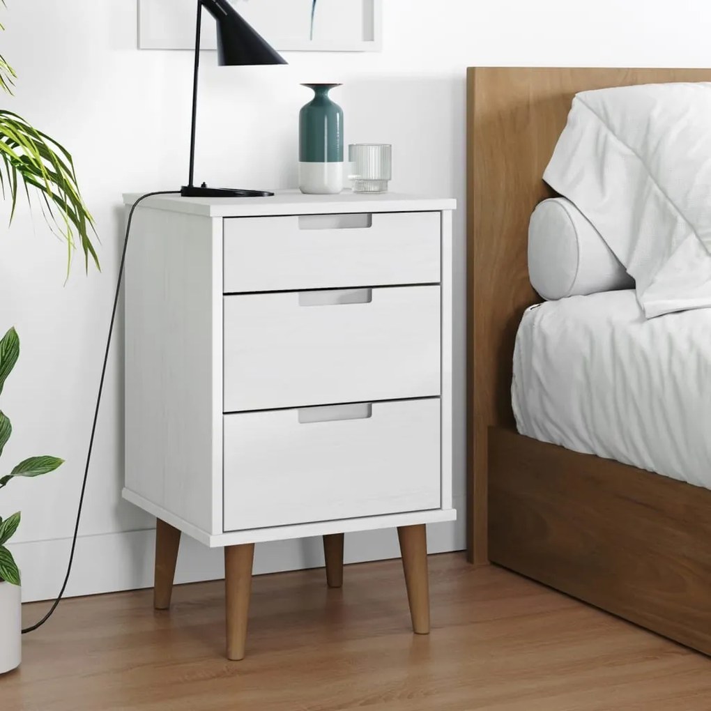 350499 vidaXL Mesa de cabeceira MOLDE 40x35x65 cm pinho maciço branco