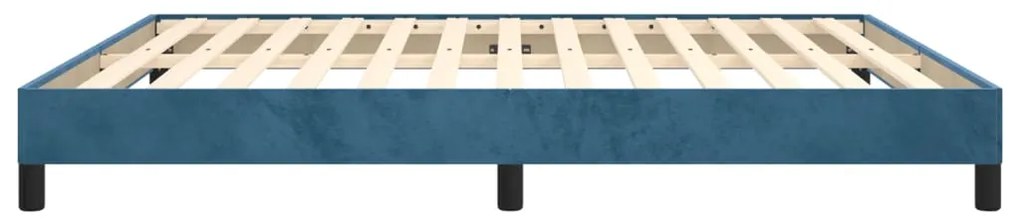 Estrutura de cama sem colchão 160x200 cm veludo azul-escuro