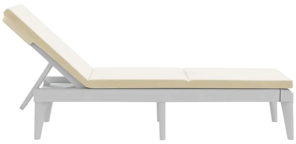 Espreguiçadeira com almofadão 186x60x29 cm PP branco