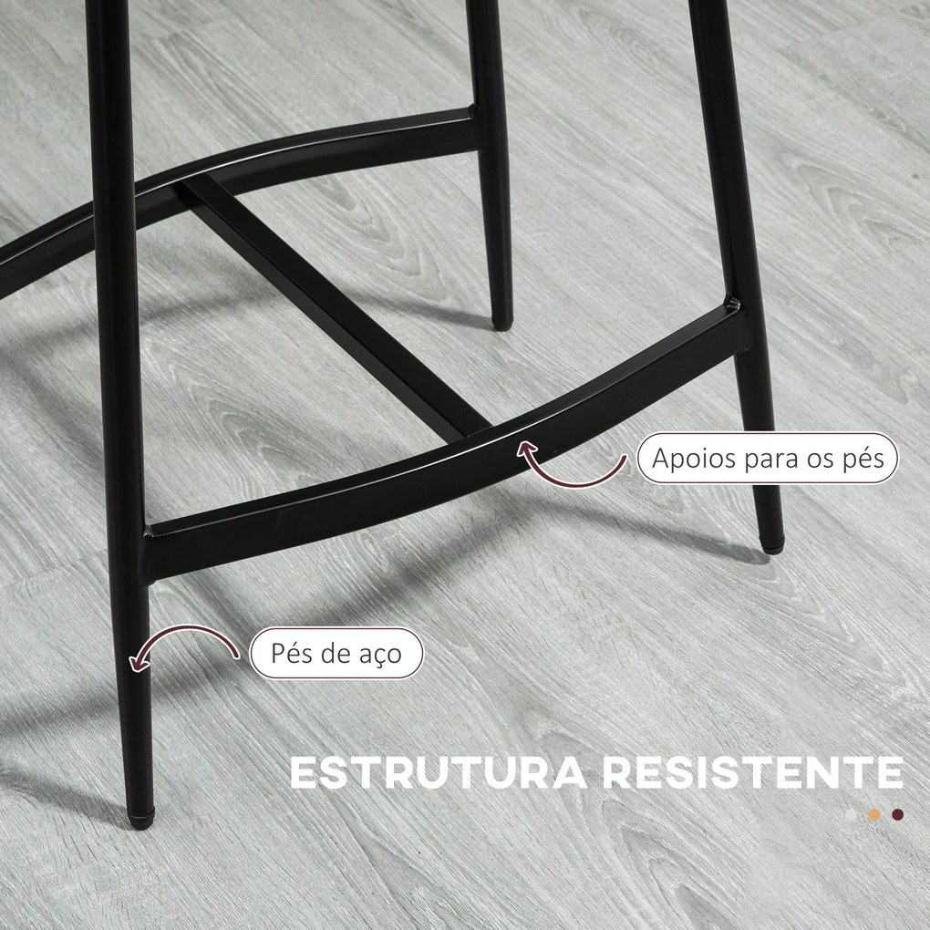 Conjunto de 2 Bancos Altos de Cozinha Bancos de Bar com Estrutura de A