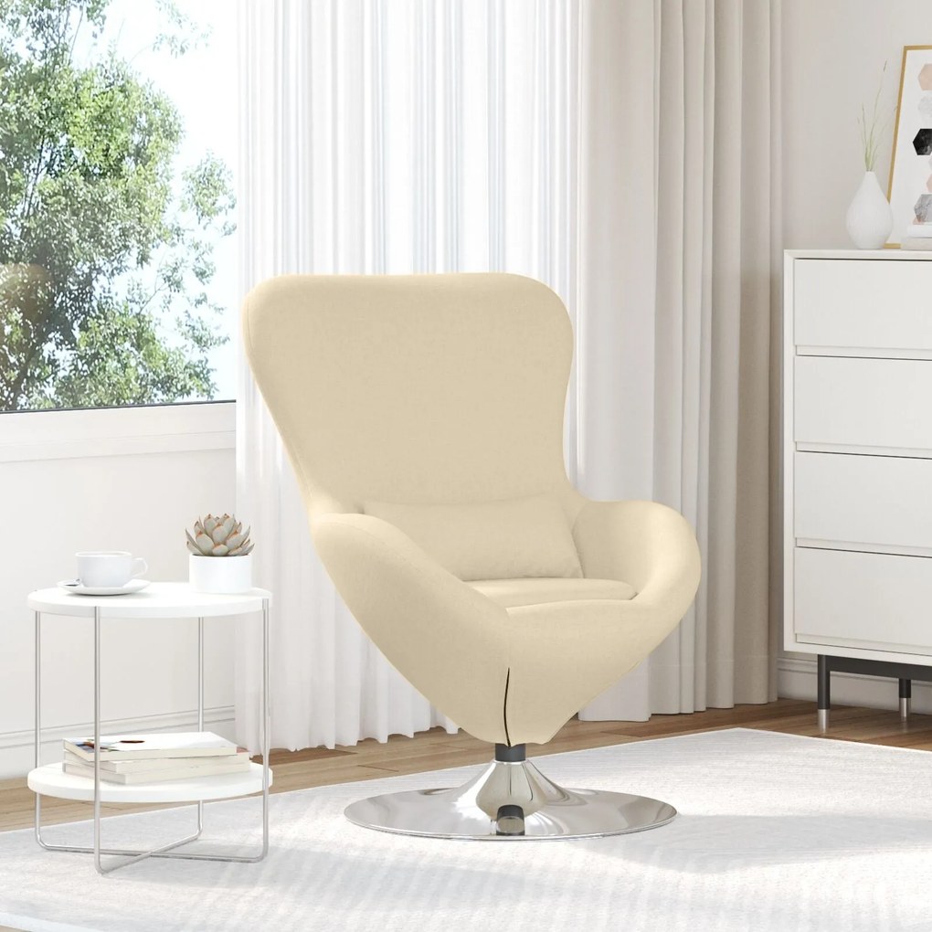 Poltrona de Ovo vidaXL em Tecido Creme