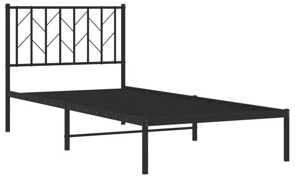 Estrutura de cama com cabeceira 90x200 cm metal preto