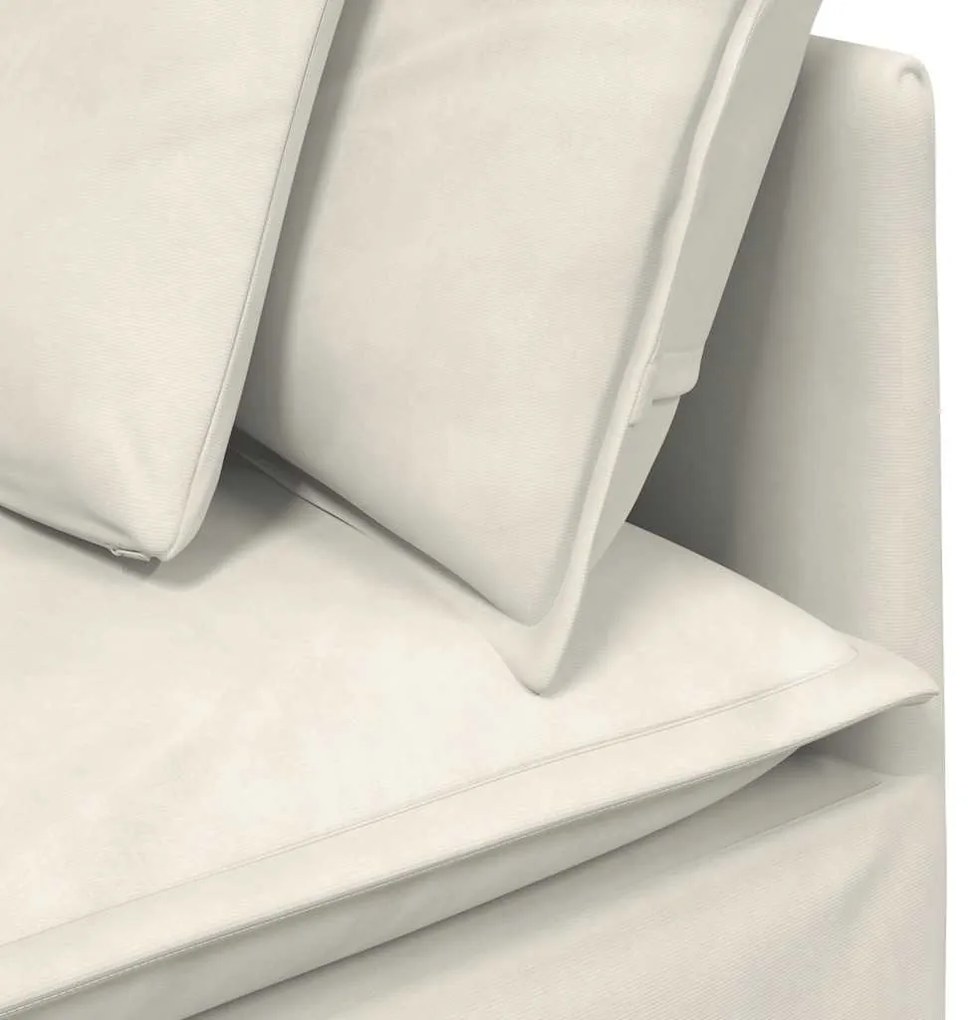 Sofá modular com almofadas veludo creme