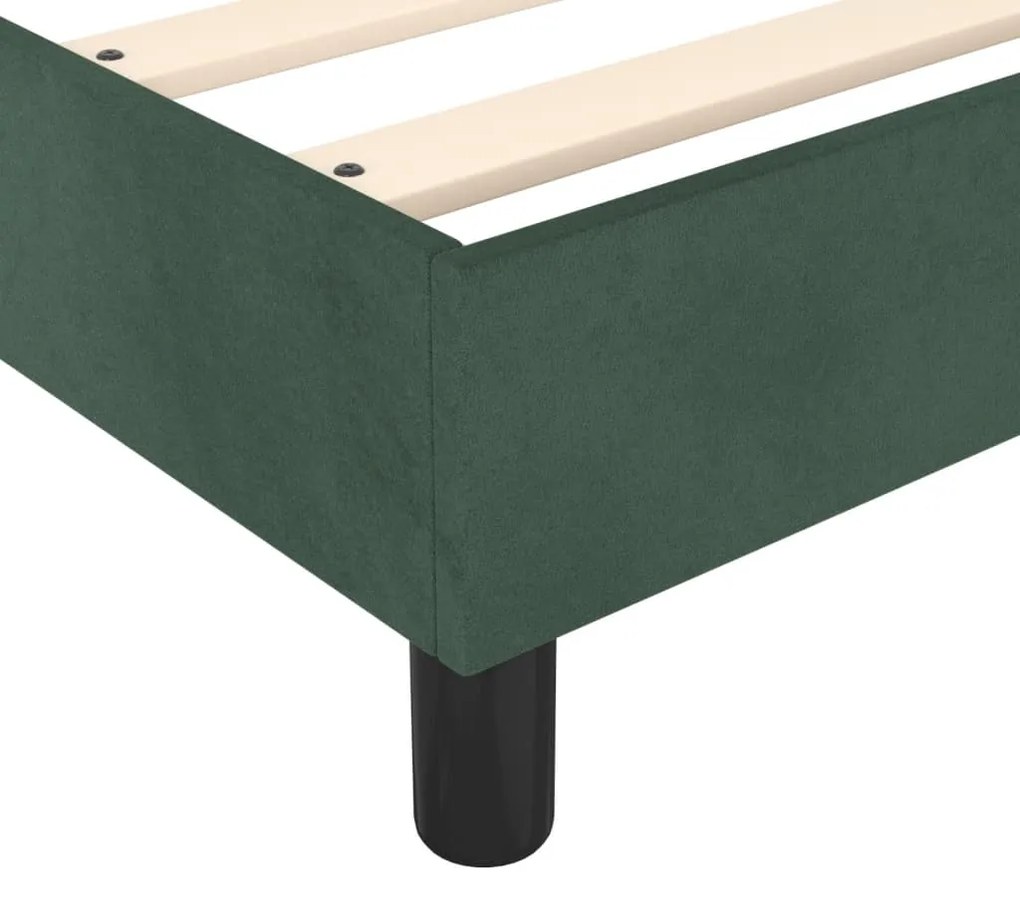 Estrutura de cama 90x200 cm veludo verde-escuro