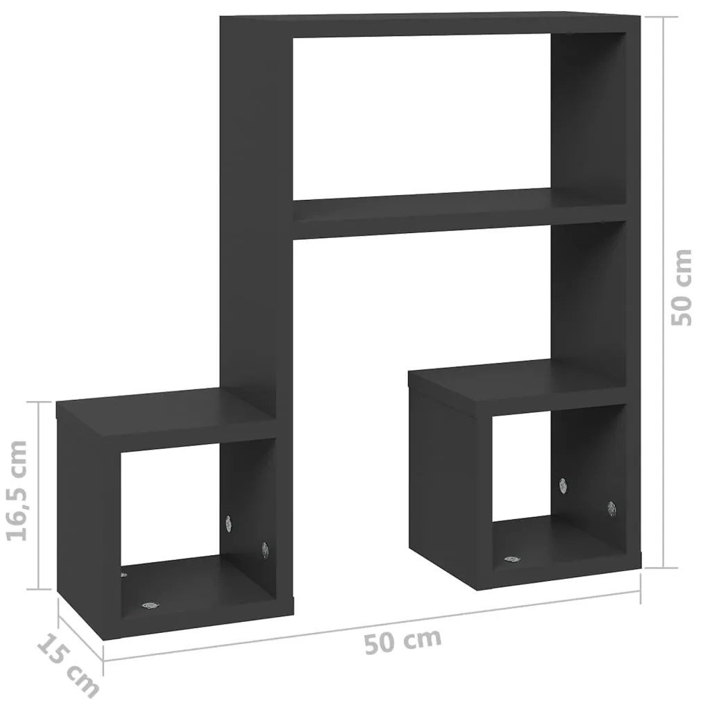 Estantes de parede 2 pcs derivados de madeira cinzento