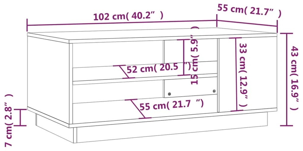Mesa de centro 102x55x43 cm aglomerado preto