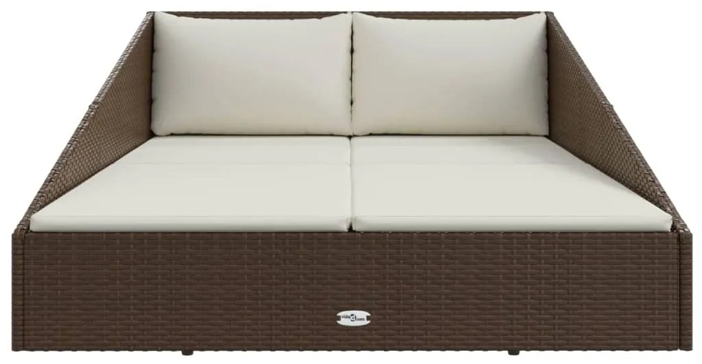 Espreguiçadeira de jardim 110x200 cm vime PE castanho