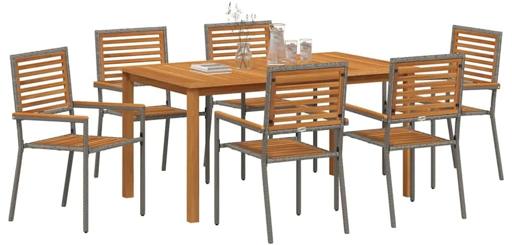 Conjunto de Jantar de Jardim 7 pcs Cinzeto 150 x 90 x 74 cm