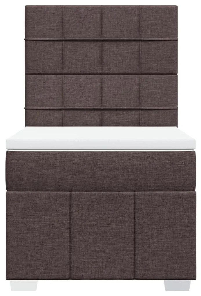 Cama com molas/colchão 100x200 cm tecido castanho-escuro