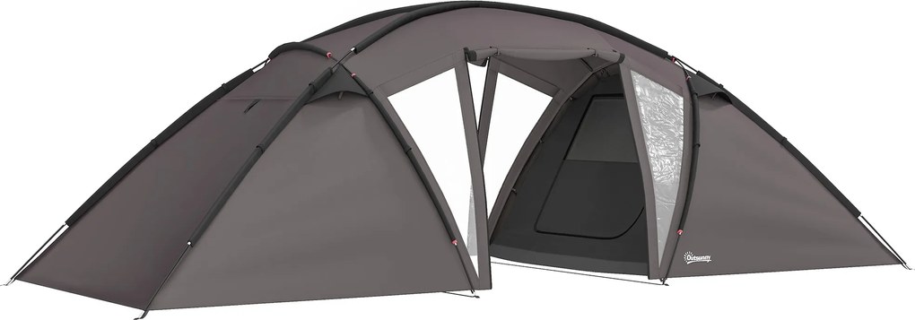 Outsunny Tenda de Camping Familiar para 4-6 Pessoas Tenda Tipo Túnel Impermeável 3000 Mm com 2 Portas Bolsa de Transporte Preto | Aosom Portugal