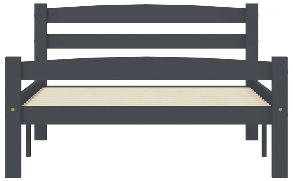 Estrutura de cama 100x200 cm pinho maciço cinzento-escuro