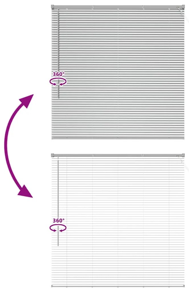 Persiana de Janela com cortinas Manual Prata 80 x 130 cm Alumínio