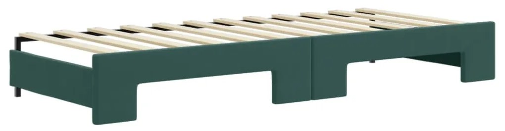 Sofá-cama c/ gavetão e gavetas 80x200cm veludo verde-escuro