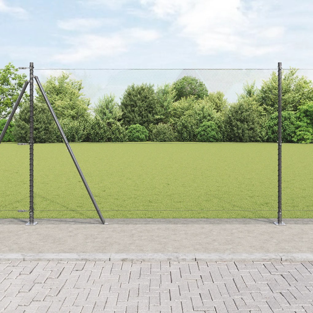 Cerca Hexagonal vidaXL Cinza 1,6x50 m Aço, Postes de Cerca vidaXL com