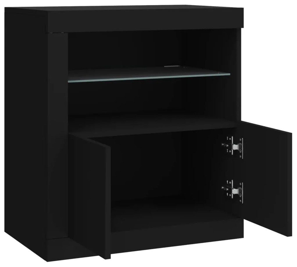 Aparador com luzes LED 60,5x37x67 cm preto