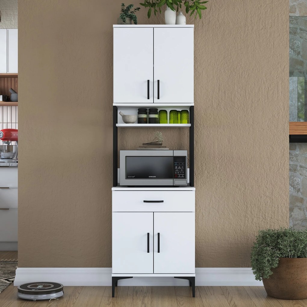 Armário Alto de Cozinha "Etna" - Branco - 60x198.6x25cm - Design Moder